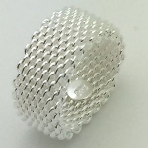 Sterling Silver Woven Mesh Band Ring